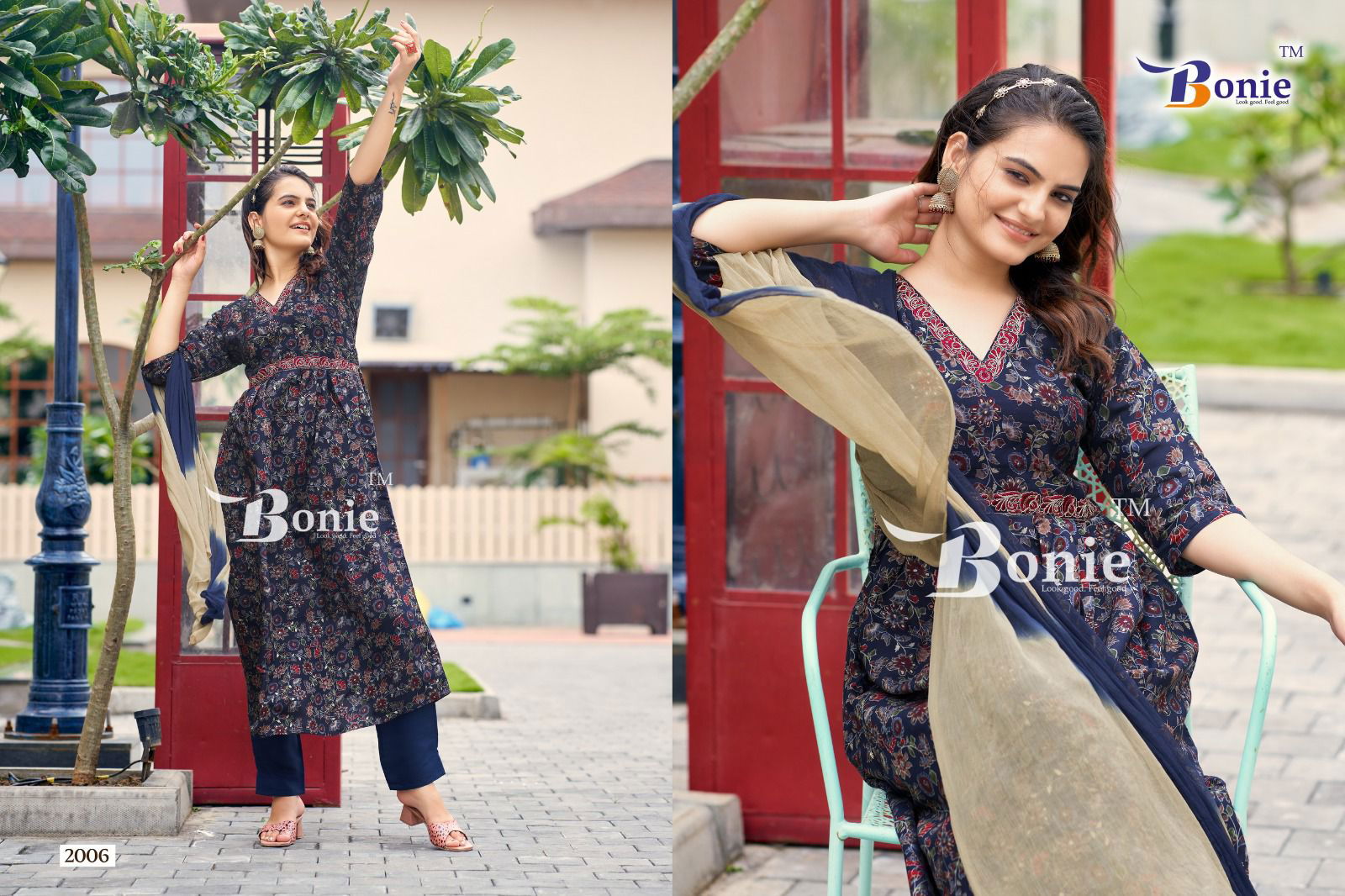 Bonie Shreya Vol 2 Printed Silk Aliya Cut Kurti With Bottom Dupatta Catalog
